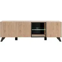 Lagos TV Stand with 4 Doors and LED - Hickory Oak