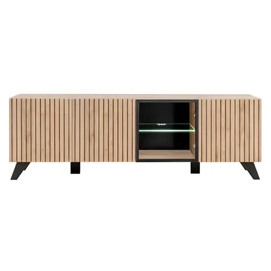 Lagos TV Stand with 4 Doors and LED - Hickory Oak