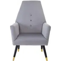 Lagos Velvet Armchair with Button Detail - Grey