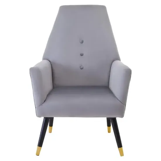 Lagos Velvet Armchair with Button Detail - Grey