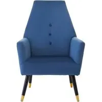 Lagos Velvet Button Detail Armchair - Midnight Blue