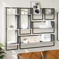 Lagos Wall Shelf with 6 Compartments - Grey Sonoma Oak