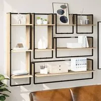 Lagos Wall Shelf with 6 Compartments - Sonoma Oak