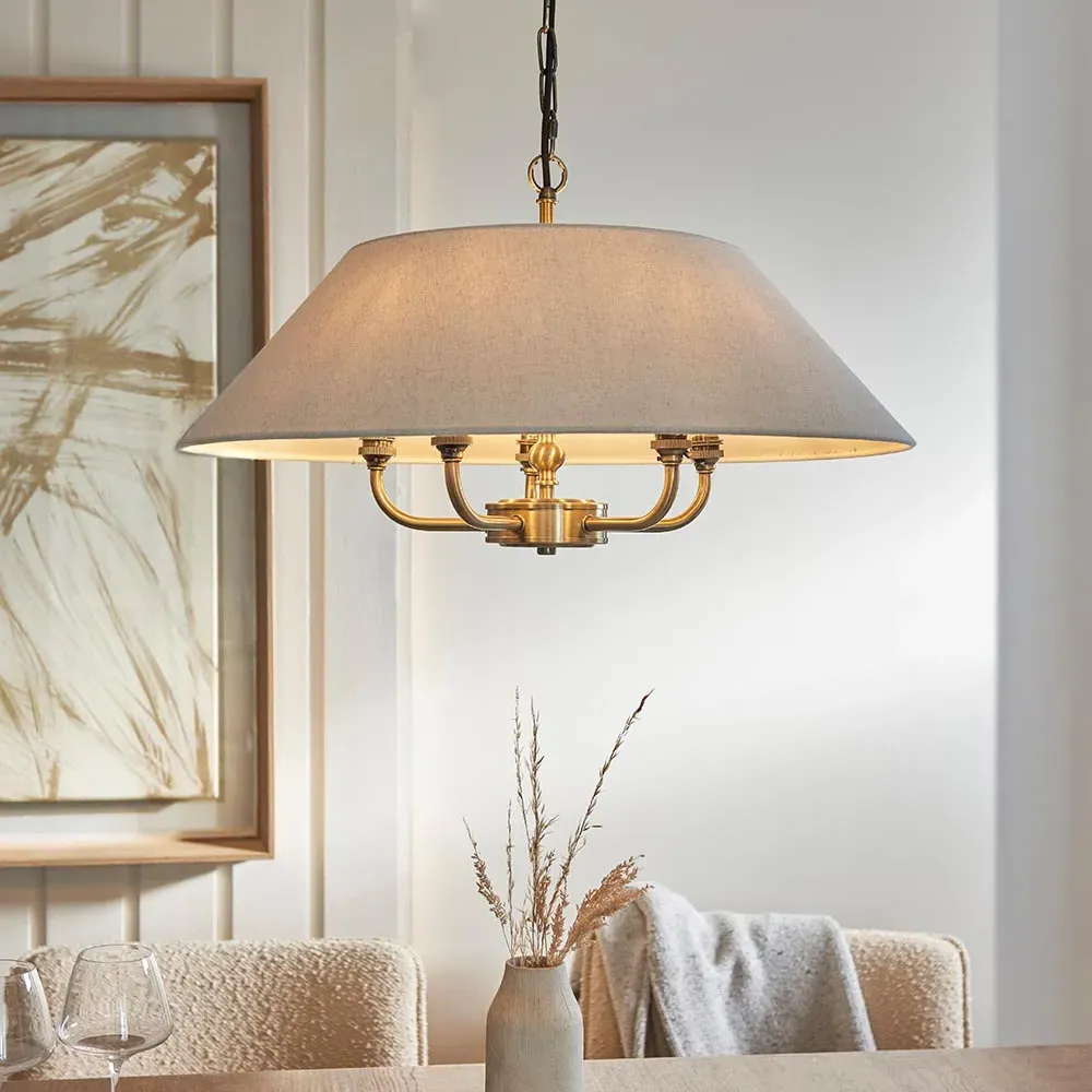 Lahaina 5-Light Pendant Ceiling Light - Antique Brass, Fabric product