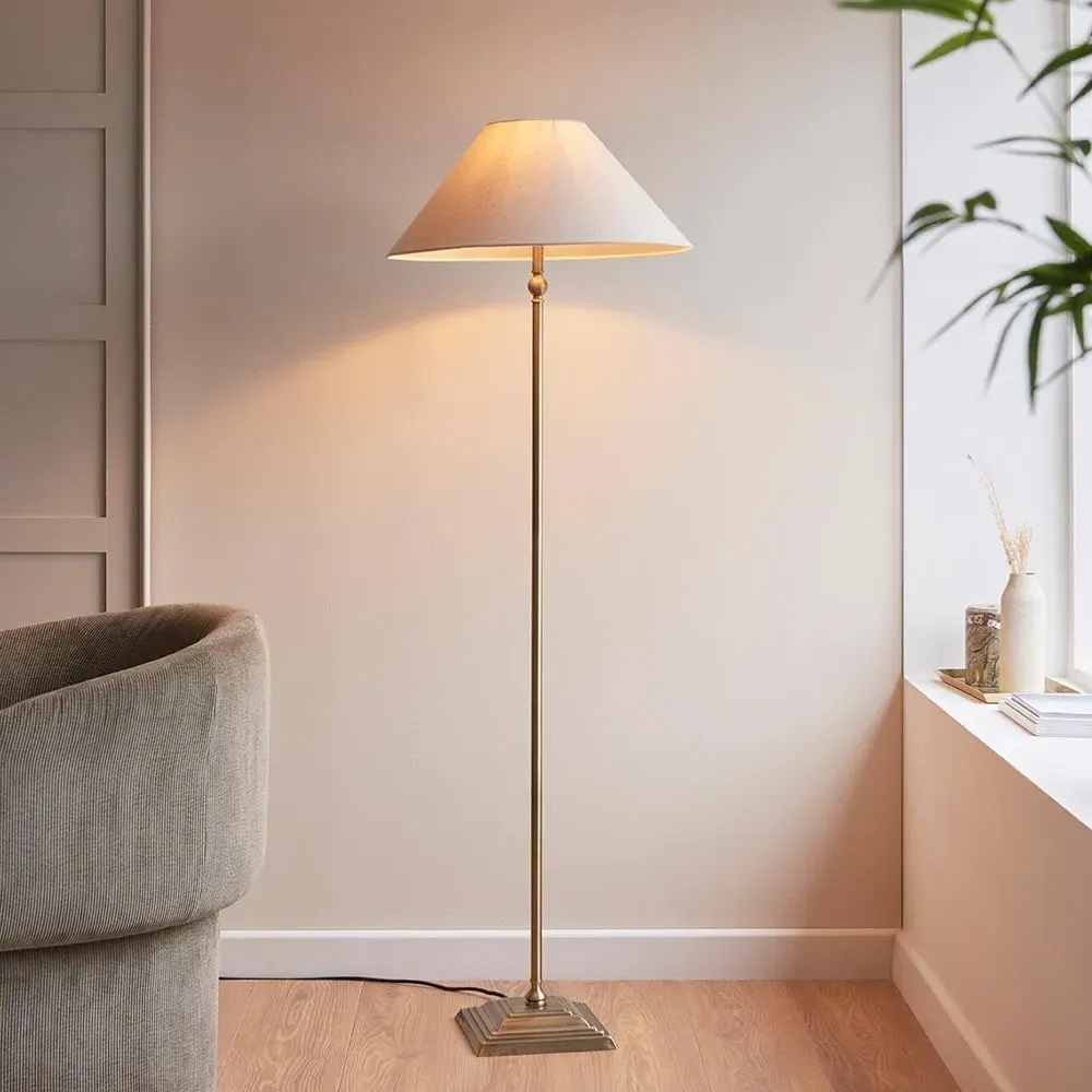 Lahaina Fabric Floor Lamp - Antique Brass, Metal image