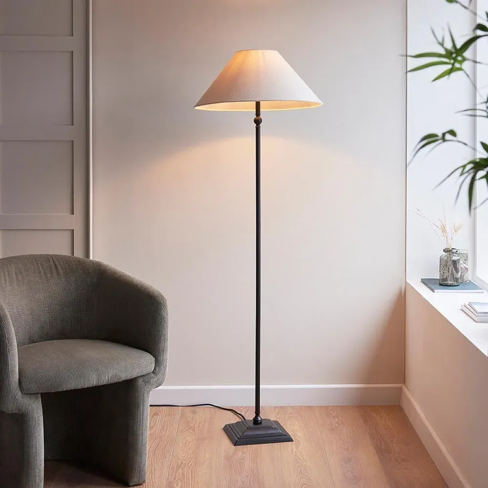 Lahaina Fabric Floor Lamp - Black, Metal
