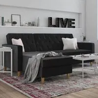 Lahaina Sofa Bed with Storage - Black, Velvet