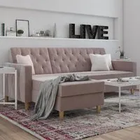 Lahaina Sofa Bed with Storage - Pink, Velvet