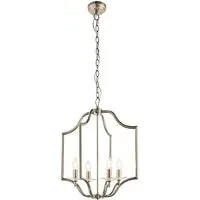 Lainey 4 Light Ceiling Pendant - Antique Brass, Crystal Glass