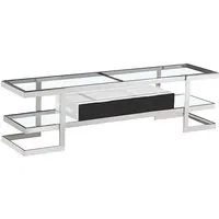 Laird TV Stand with Drawer - Clear Glass, White High Gloss alternate view