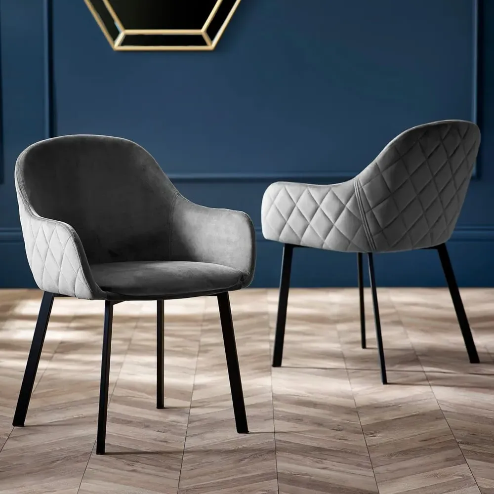 Lajas Dining Chairs - Grey, Velvet image