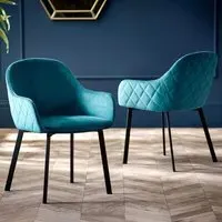 Lajas Dining Chairs - Teal, Velvet