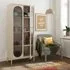 Lakes Tall Metal Storage Cabinet with Fluted Glass Doors - Parchment