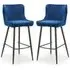 Lakia Adjustable Bar Stools with Quilted Stitching - Blue, Velvet