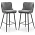 Lakia Adjustable Bar Stools with Quilted Stitching - Grey, Velvet