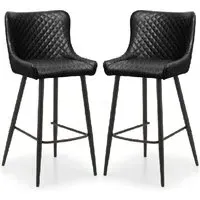 Lakia Bar Stools - Black, Faux Leather