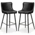 Lakia Bar Stools - Black, Faux Leather