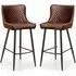 Lakia Bar Stools with Quilted Detailing - Brown, Faux Leather