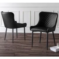Lakia Dining Chair (Pair) - Antique Black, Faux Leather alternate view