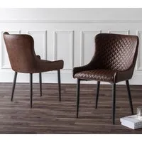 Lakia Dining Chairs in Pair - Antique Brown, Faux Leather alternate view