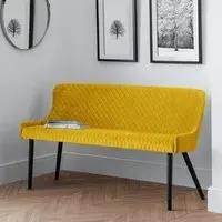 Lakia High Back Dining Bench - Mustard, Velvet