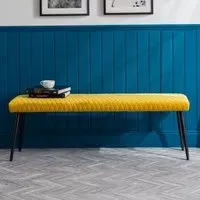 Lakia Low Dining Bench - Mustard, Velvet