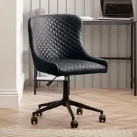 Lakia Office Chair with Height Adjustment - Black, Faux Leather