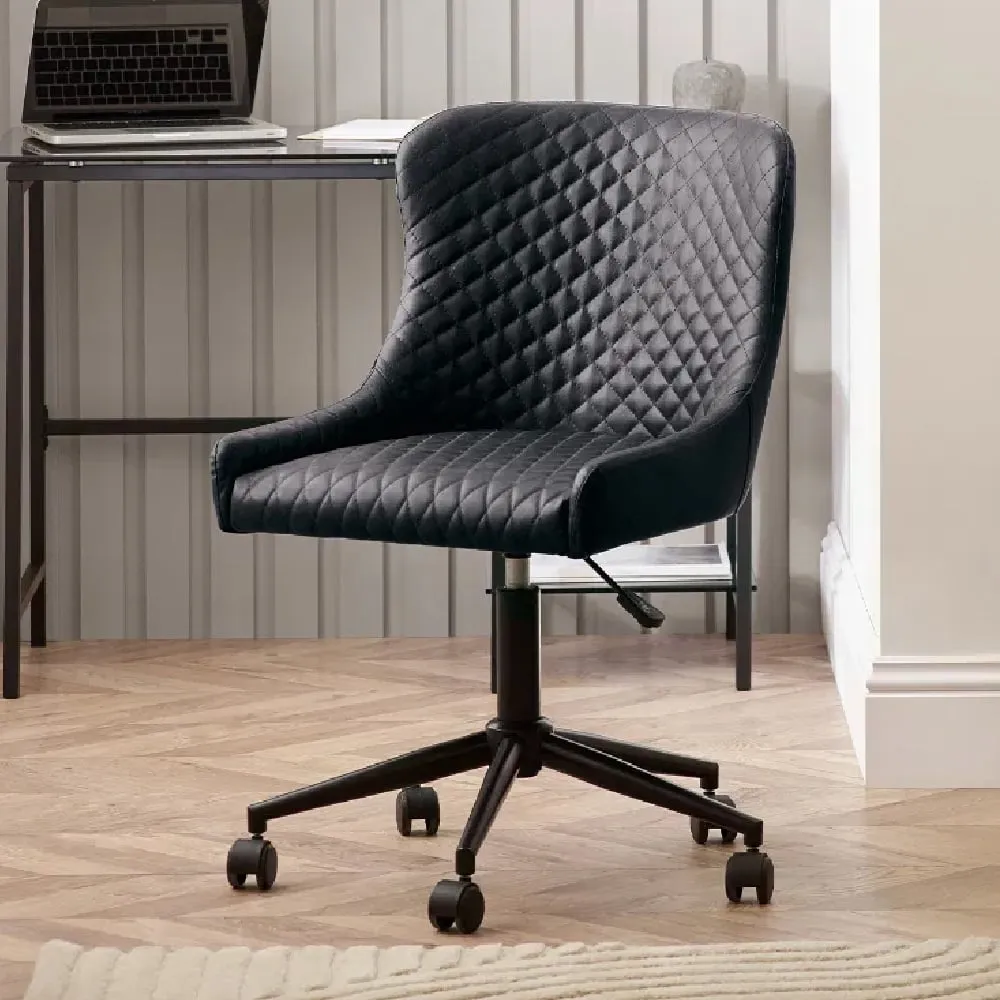 Lakia Office Chair with Height Adjustment - Black, Faux Leather image