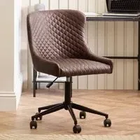 Lakia Office Chair with Height Adjustment - Brown, Faux Leather