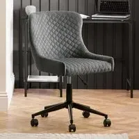 Lakia Office Chair with Height Adjustment - Grey, Velvet