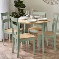 Lamar Drop Leaf Dining Table with 4 Chairs - Green, Wood