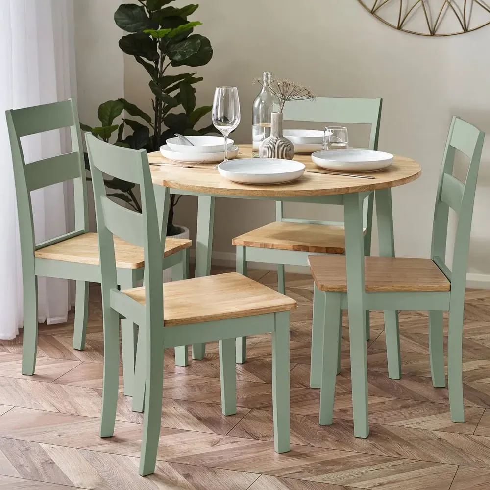 Lamar Drop Leaf Dining Table with 4 Chairs - Green, Wood