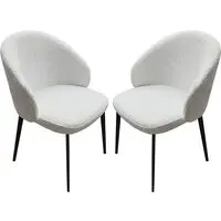 Lamar Fabric Dining Chairs with Black Legs - Ivory White