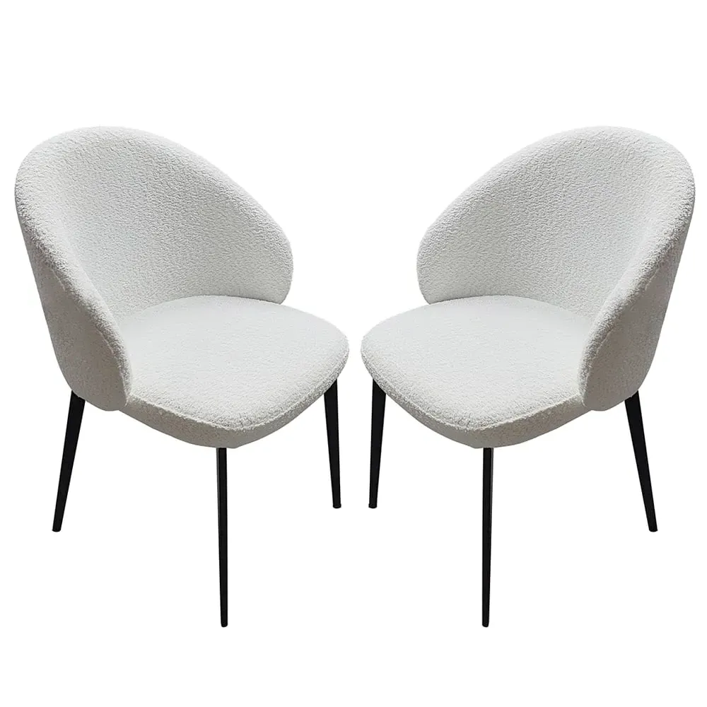 Lamar Fabric Dining Chairs with Black Legs - Ivory White