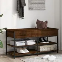 Lamar Large Shoe Storage Bench - Brown Oak