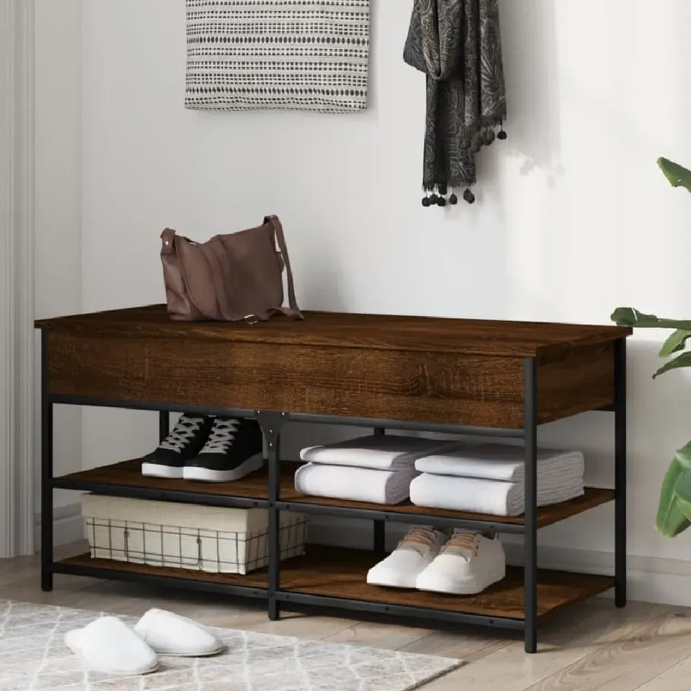 Lamar Large Shoe Storage Bench - Brown Oak