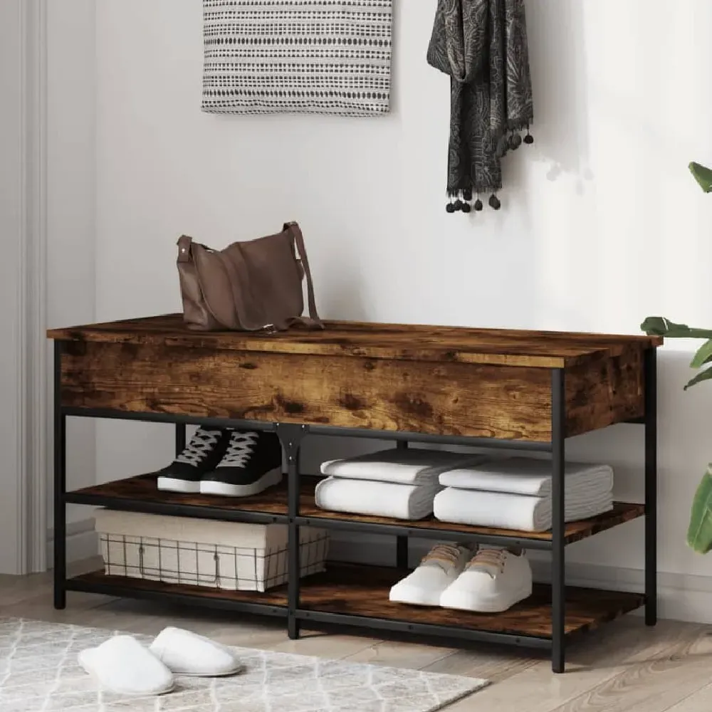 Lamar Large Shoe Storage Bench - Smoked Oak