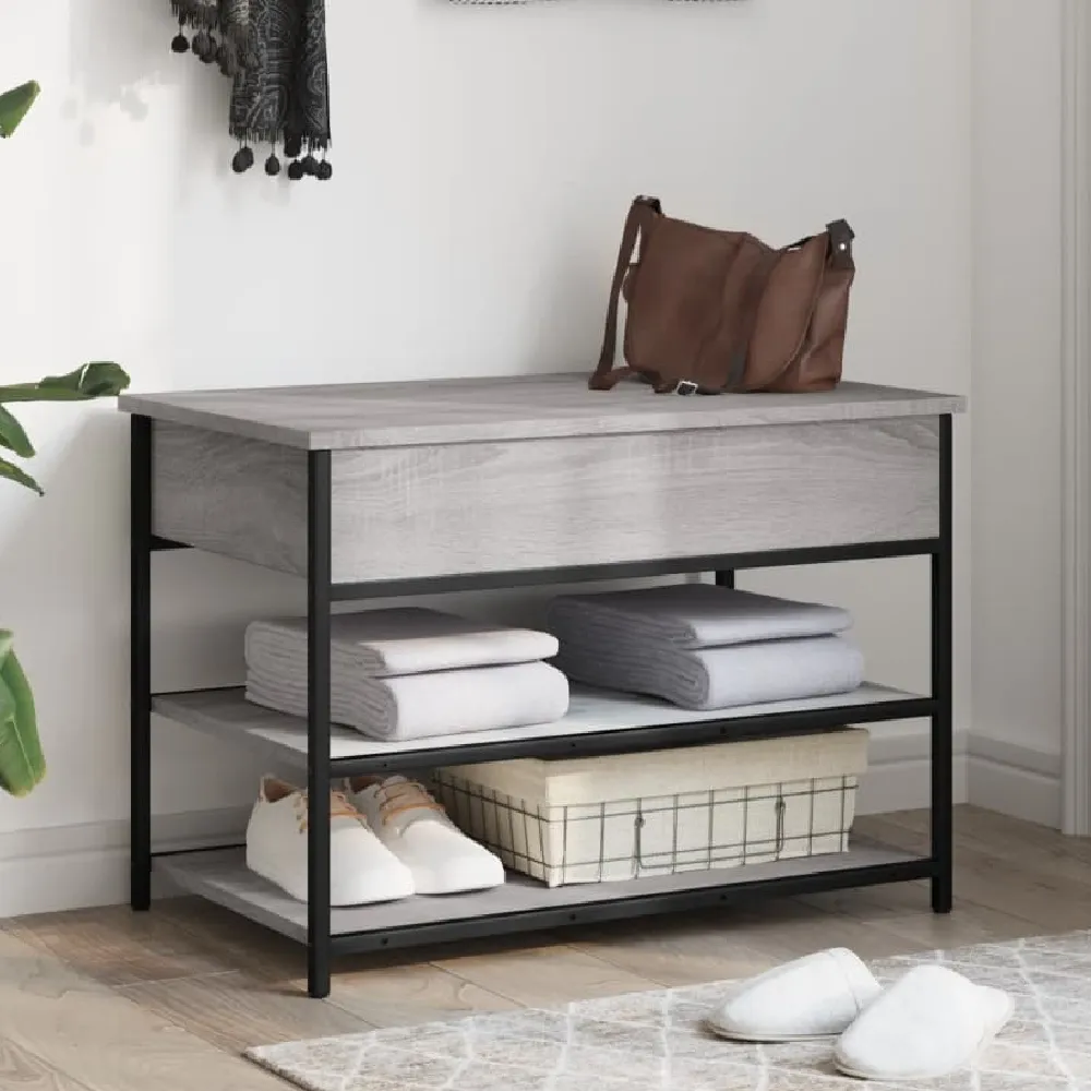 Lamar Small Shoe Storage Bench - Grey Sonoma, Engineered Wood product