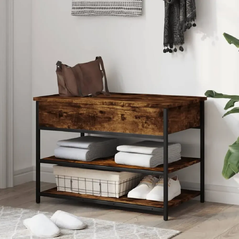 Lamar Small Shoe Storage Bench - Smoked Oak image