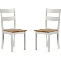 Lamar Wooden Dining Chairs Pair - White, Light Brown