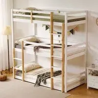 Lamar Wooden Triple Bunk Bed - White