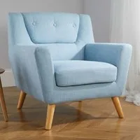 Lambda 1-Seater Sofa with Oak Legs - Duck Egg Blue, Fabric alternate view