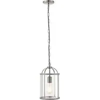 Lambeth 1 Light Ceiling Pendant Light - Satin Nickel, Glass
