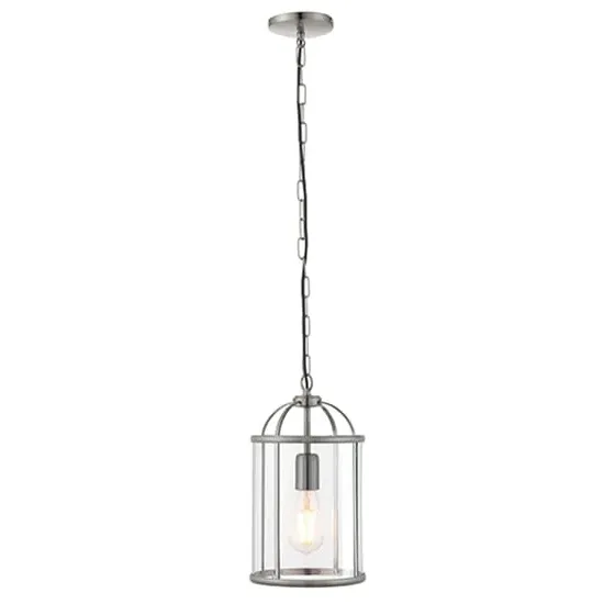 Lambeth 1 Light Ceiling Pendant Light - Satin Nickel, Glass image