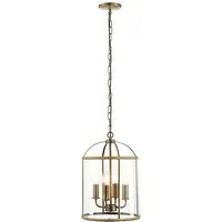 Lambeth 4 Light Ceiling Pendant Light - Antique Brass, Glass