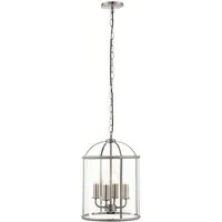 Lambeth 4 Light Ceiling Pendant Light - Satin Nickel, Glass