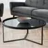 Lamis Coffee Table with Extendable Leaves - Smoked Glass, Metal