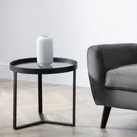 Lamis Lamp Table with Extendable Leaves - Smoked Glass, Metal