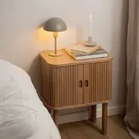 Lampe Bedside Cabinet with Sliding Doors - Oak