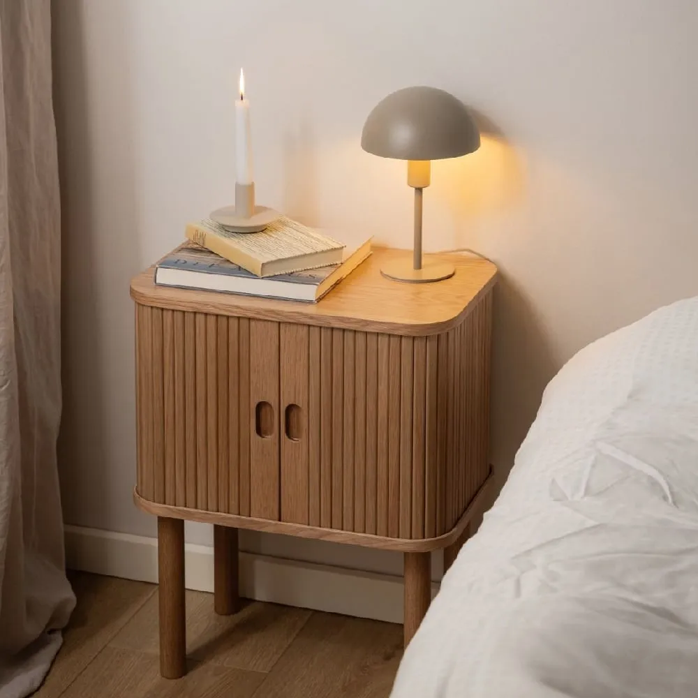 Lampe Bedside Cabinet with Sliding Doors - Oak image